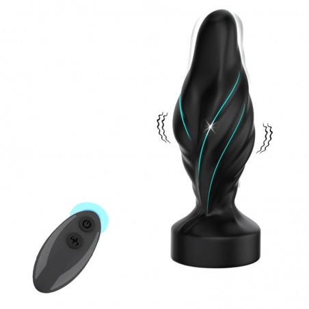 Plug Anal Vibrant Dragon Beast Noir - Forme Structurée - Télécommandé - Rechargeable - 8 cm / Ø 3,3 cm - AnalTech
