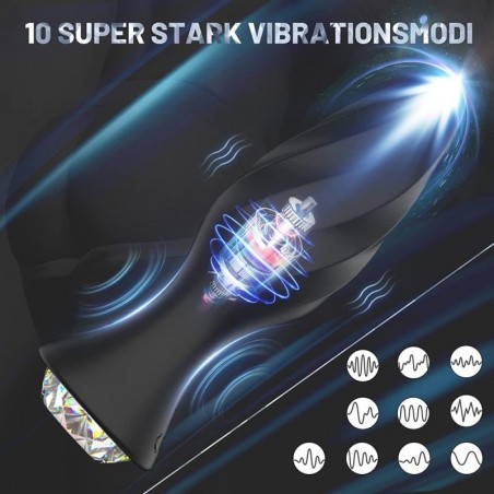 Rosebud Jewervibe - Silicone Noir - Strass Transparent - Télécommandé - Waterproof - Rechargeable - 10 cm / Ø 3,5 cm - Generique