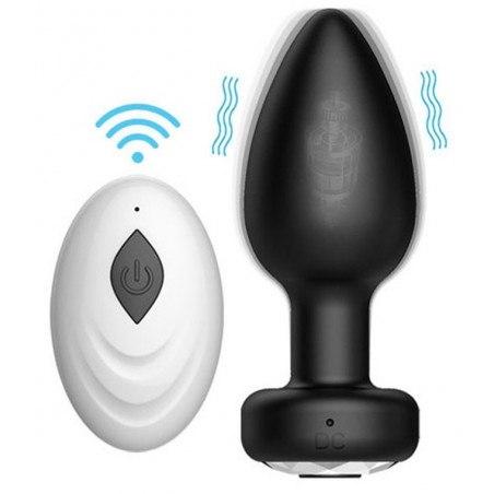 Rosebud Wire - Silicone Noir - Strass Transparent - Télécommandé - Rechargeable - 7,2 cm / Ø 3,3 cm - Generique