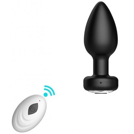 Rosebud Wire - Silicone Noir - Strass Transparent - Télécommandé - Rechargeable - 7,2 cm / Ø 3,3 cm - Generique