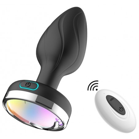 Rosebud Dream - Silicone Noir - Strass A Leds Multicolores - Télécommandé - Rechargeable - 7 cm / Ø 3,4 cm - Generique