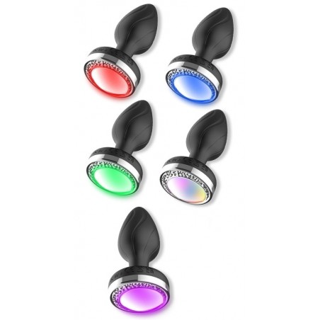 Rosebud Dream - Silicone Noir - Strass A Leds Multicolores - Télécommandé - Rechargeable - 7 cm / Ø 3,4 cm - Generique