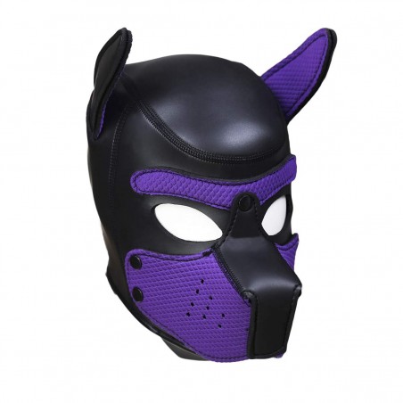 Cagoule Puppy Violette - Tête De Chien - Dog Training - Néoprène - Museau Amovible - Taille Unique - Kinky Puppy