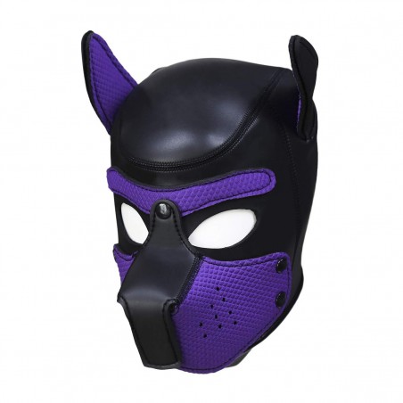 Cagoule Puppy Violette - Tête De Chien - Dog Training - Néoprène - Museau Amovible - Taille Unique - Kinky Puppy