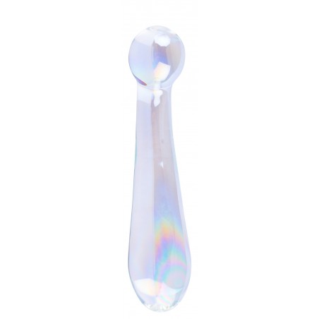 Gode Alluring Arc Clair Et Reflets Multicolores - 2 Côtés Différents - Verre Thermo Réactif - 15 cm / Ø 3 cm et 3,5 cm - Lovetoy