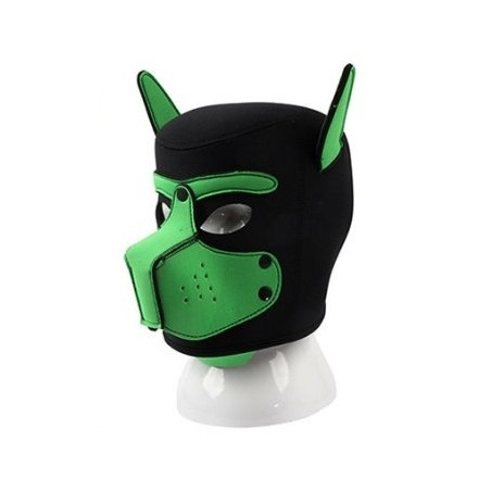 Cagoule Puppy Dog On Noir Et Vert - Dog Training - Tissu Et Néoprène - Museau Amovible - Taille Unique - Kinky Puppy