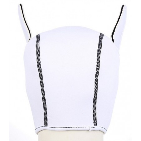 Cagoule Puppy Fox Blanc Et Noir - Tête De Chien - Dog Training - En Néoprène - Museau Amovible - Taille Unique - Kinky Puppy