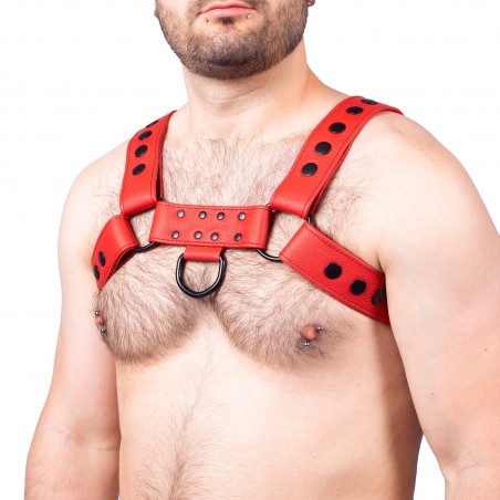 Harnais Pour Homme Snap Rouge - Cuir Véritable - Sangles Réglables - Rivets Et Anneaux - S/M - L/XL - XXL - The Red