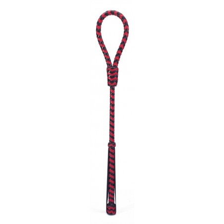 Cravache Round - Cuir Rouge Et Noir - Avec Dragonne - Extrémité Avec Boucle Rigide - 50 Cm - Devil Sticks