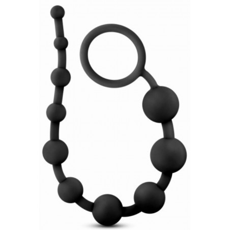 Chapelet Anal - Beads Thai - 10 Boules En Silicone Noir Souple - 27 Cm / Ø De 1 Cm A 2,4 Cm - Anal Adventures