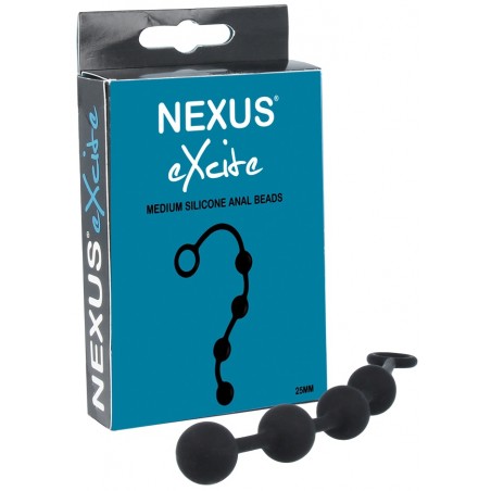Chapelet Anal - Excite M - 4 Boules En Silicone Noir Souple - 25 Cm / Ø 2,5 Cm - Nexus