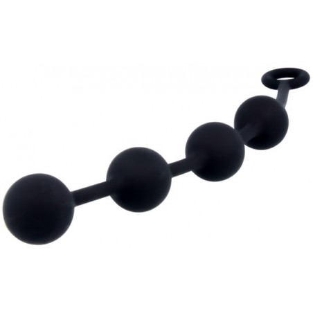 Chapelet Anal - Excite L - 4 Boules En Silicone Noir Souple - 32 Cm / Ø 3 Cm - Nexus