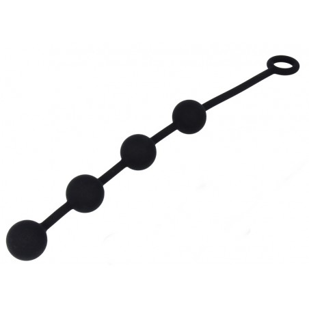 Chapelet Anal - Excite L - 4 Boules En Silicone Noir Souple - 32 Cm / Ø 3 Cm - Nexus