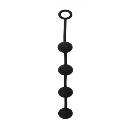 Chapelet Anal - Storm Beads M - 4 Boules En Silicone Noir Souple - 37 Cm / Ø 3,7 Cm - Chisa Novelties