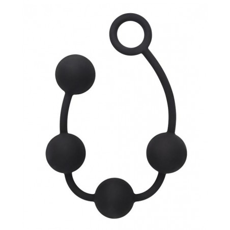 Chapelet Anal - Storm Beads M - 4 Boules En Silicone Noir Souple - 37 Cm / Ø 3,7 Cm - Chisa Novelties