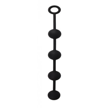 Chapelet Anal - Storm Beads L - 4 Boules En Silicone Noir Souple - 44 Cm / Ø 5 Cm - Chisa Novelties