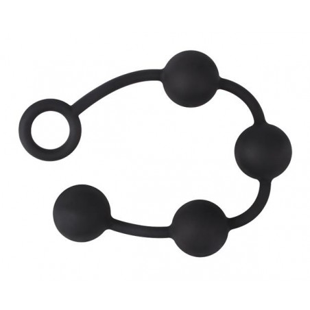 Chapelet Anal - Storm Beads L - 4 Boules En Silicone Noir Souple - 44 Cm / Ø 5 Cm - Chisa Novelties