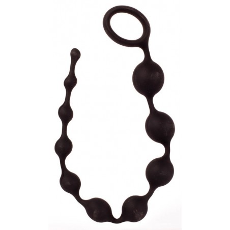 Chapelet Anal - Playful Up - 10 Boules En Silicone Noir Souple - 32 Cm / Ø De 0,8 A 2,6 Cm - Chisa Novelties