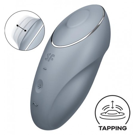 Stimulateur clitoridien A Tapotements Et Vibrations - Tap & Climax 1 Gris - Etanche - USB - 10,5 cm / Ø 5 cm - Satisfyer