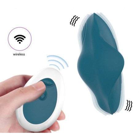 Stimulateur Clitoridien De Culotte Anémone Bleu Canard - Télécommandé - Rechargeable - 7 cm / 5,5 cm - Generique