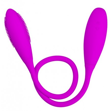 Vibromasseur Double Snacky Vibe Violet - Jeux De Couple - 2 Œufs dont 1 A Picots - USB - Etanche - 60 cm / Ø 3 cm - Pretty Love
