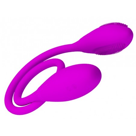 Vibromasseur Double Snacky Vibe Violet - Jeux De Couple - 2 Œufs dont 1 A Picots - USB - Etanche - 60 cm / Ø 3 cm - Pretty Love