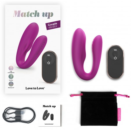 Vibromasseur Pour Couple Flexible - Match Up Violet - Télécommandé - Rechargeable - Etanche - 8,5 cm / Ø 2,4 cm - Love To Love