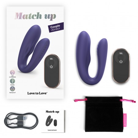 Vibromasseur Pour Couple Flexible - Match Up Bleu - Télécommandé - Rechargeable - Etanche - 8,5 cm / Ø 2,4 cm - Love To Love