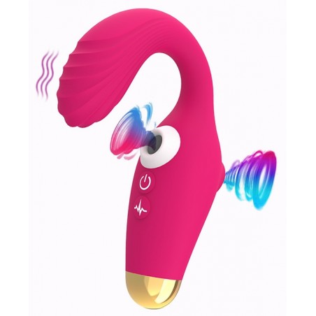 Rabbit Incurvé - Hero Fuchsia - Aspiration / Picots Et Vibrations - Rechargeable - Waterproof - 8 cm / Ø 3,3 cm - Generique