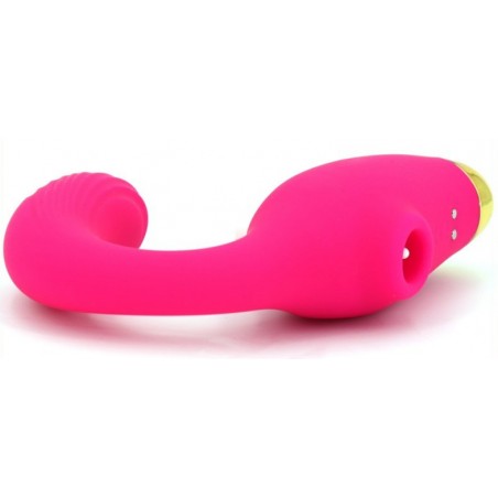 Rabbit Incurvé - Hero Fuchsia - Aspiration / Picots Et Vibrations - Rechargeable - Waterproof - 8 cm / Ø 3,3 cm - Generique
