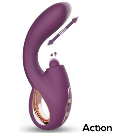 Rabbit - Vinca Violet - Tapotement / Va-Et-Vient Et Vibration - Rechargeable - Waterproof - 11 cm / Ø 3,6 cm - Action