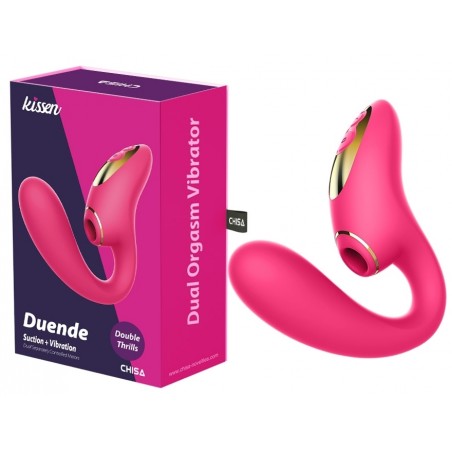 Rabbit - Kissen Duende Fuchsia - Succions Et Vibrations - Waterproof - Rechargeable - 11 cm / Ø 3,5 cm - Chisa Novelties