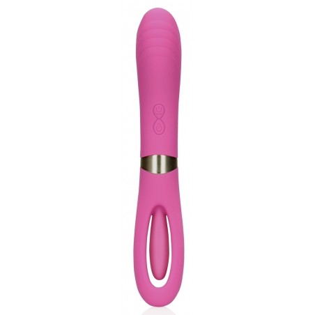 Vibromasseur Polyvalent Lisa Fuchsia - 1 côté Lisse - 1 Côté Tapotement - Rechargeable - 24 cm / De 3,5 A 4,3 cm - Loveline