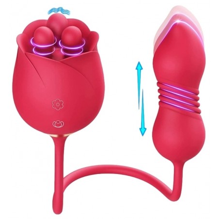Stimulateur Clitoridien Rotatif Et Œuf Vibrant Va-Et-Vient - Forget Me Not 7 Rouge - Etanche - USB - 9 m / Ø 3,5 cm - MyPlayToys