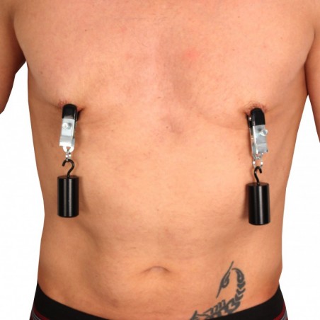 Pinces A tétons Et Poids A Crochet - 2 Cylindres 2 X 200 Gr - Acier Inoxydable Noir - 5 cm / Ø 1,5 cm - The Red