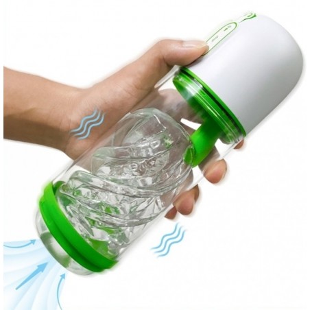 Masturbateur Automatique - Vibrations Et Succions - Vivek Blanc Et Vert - Ventouse - USB - 15 cm / Ø 3,5 cm - Suckmetoys