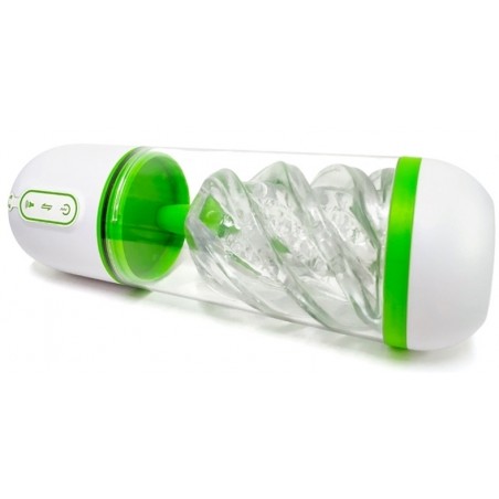 Masturbateur Automatique - Vibrations Et Succions - Vivek Blanc Et Vert - Ventouse - USB - 15 cm / Ø 3,5 cm - Suckmetoys