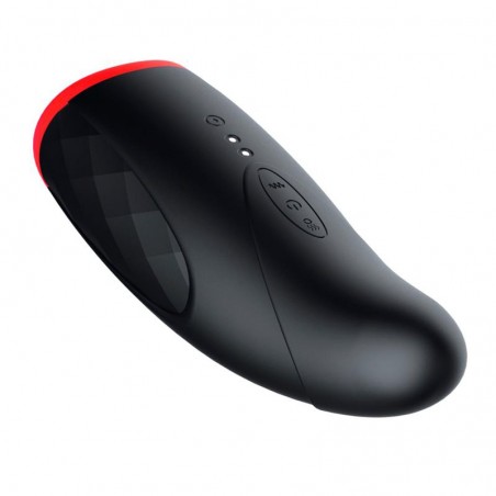 Masturbateur Automatique Owen Two Noir Et Rouge - Vibrant Et Chauffant - Waterproof - Rechargeable - 22 cm / Ø 7,5 cm - Action
