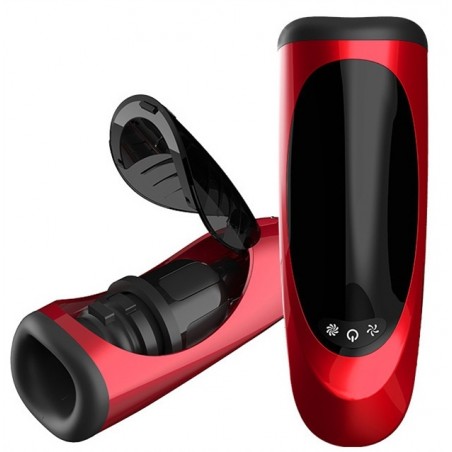 Masturbateur Automatique Ferretti Rouge Et Noir - Vibrant Et Rotatif - Rechargeable - 22 cm / Ø 8 cm - Fukr