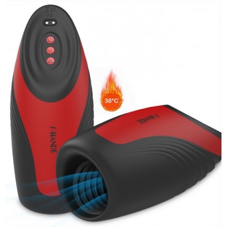 Masturbateur Automatique Chauffant - Vibrations Et Pressions - King Arthur Rouge Et Noir - USB - 20 cm / Ø 8 cm - Suckmetoys