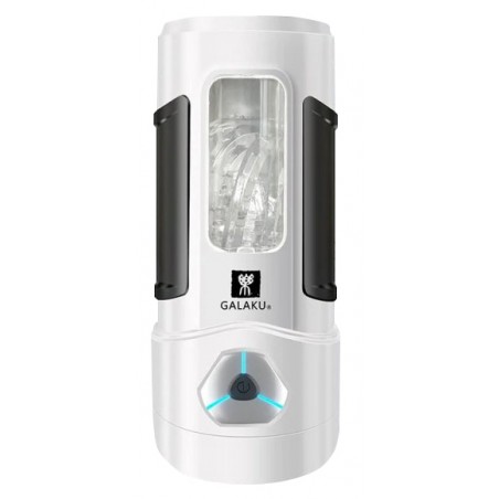 Masturbateur Automatique - Phantom Blanc - Vibrations - Lumière Bleue - Rechargeable - 18 cm / Ø 7 cm - Galaku