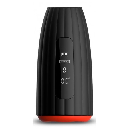 Masturbateur Automatique Chauffant - Karter Noir Et Rouge - Vibrations - Waterproof - Rechargeable - 17 cm / Ø 4,5 cm - Intoyou