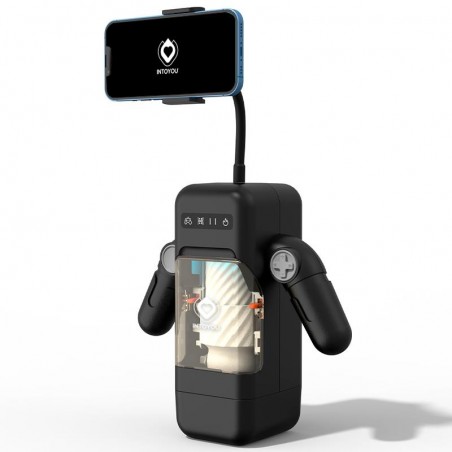Masturbateur Chauffant - Elon Forme de Robot - Vibrations/Poussées - Support De Smartphone - USB - 13 cm / Ø 3,5 cm - Intoyou