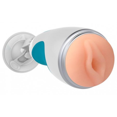 Masturbateur Automatique Vibrant Onalis Blanc A Ventouse - Vulve - Fonction Gémissements - USB - 18 cm / Ø 7,5 cm - Latetobed