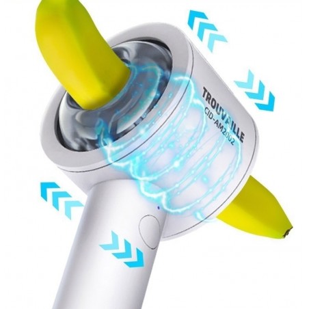 Masturbateur Va-Et-Vient - Trouvix Blanc - Longue Poignée - Ouvert Des 2 Côtés - Rechargeable - 21 cm / Ø 5 cm - Suckmetoys