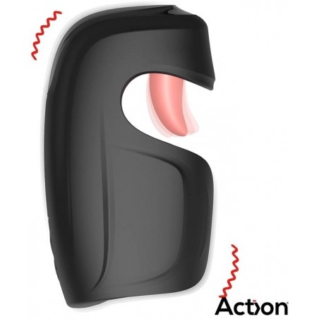 Masturbateur A Langue Kubex Noir - Vibration / Pulsation / Léchage - Rechargeable - 8 cm / Ø 4,5 cm - Action