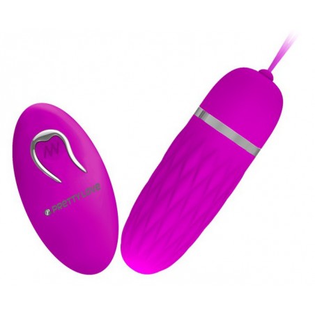 Œuf Vibrant - Dawn Violet Strié - Télécommandé - Waterproof - Rechargeable - Silicone doux - 8,5 cm / Ø 3 cm - Pretty Love