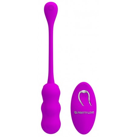 Œuf Vibrant - Leshy Violet 3 Boules - Télécommandé - Waterproof - Rechargeable - Silicone doux - 7,2 cm / Ø 2,8 cm - Pretty Love