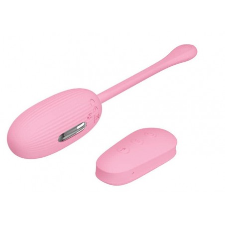 Œuf Vibrant Strié Shock fun Rose - Electro Choc - Télécommandé - Waterproof - Rechargeable - 7,5 cm / Ø 3,2 cm - Pretty Love
