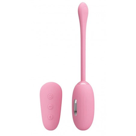 Œuf Vibrant Strié Shock fun Rose - Electro Choc - Télécommandé - Waterproof - Rechargeable - 7,5 cm / Ø 3,2 cm - Pretty Love